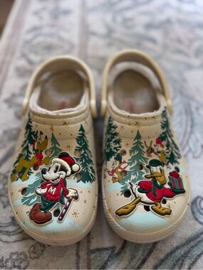 Disney Cream Mickey & Donald Holiday Crocs